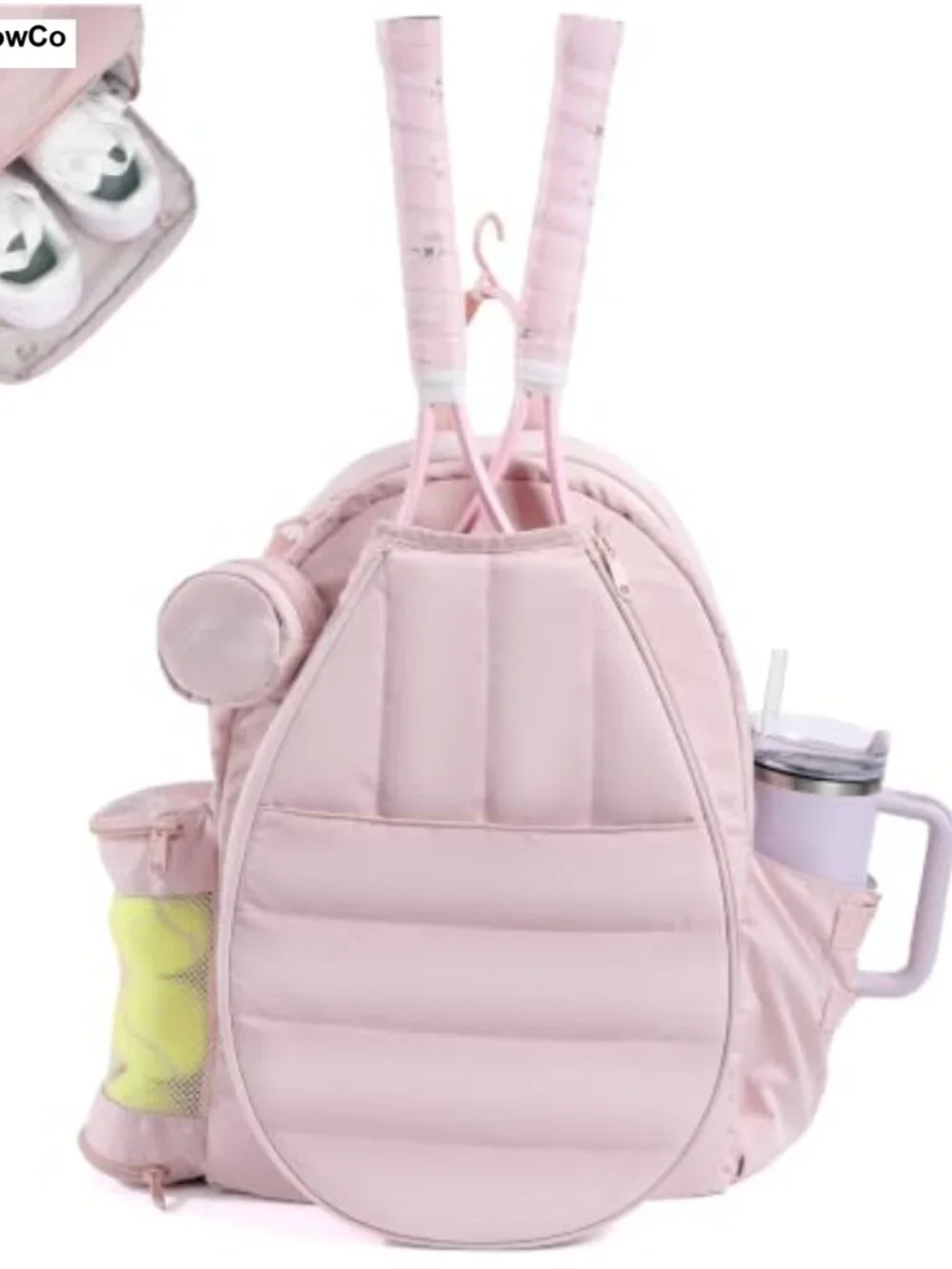 Tennis Backpack Holds 2 Rackets 400D Polyester Oxford Shoe Compartment